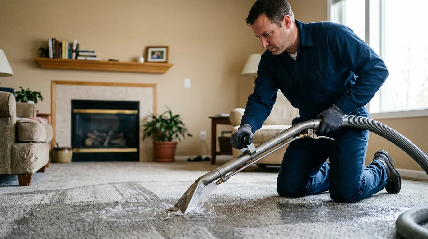 Water damage restoration technician working near Toledo, OR